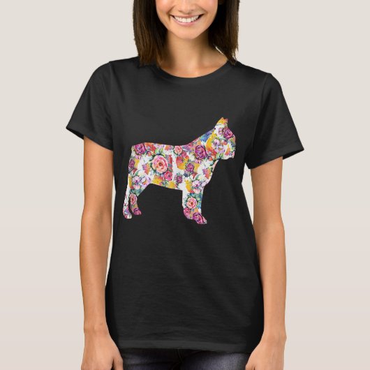 T-shirt Français Bulldog Flower Motif Frenchie Bulldogs (Devant)