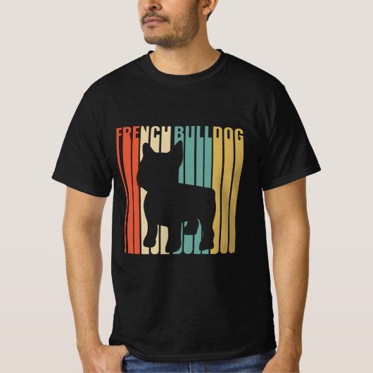 T-shirt Français Bulldog Retro 1970 Chien Silhouette Frenc (Devant)