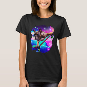 T-shirt Français Bulldog Skateboarding Space Retro