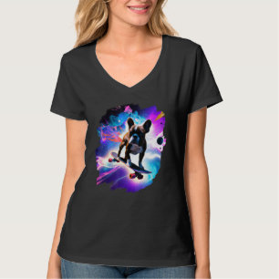 T-shirt Français Bulldog Skateboarding Space Retro