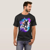 T-shirt Français Bulldog Skateboarding Space Retro (Devant entier)