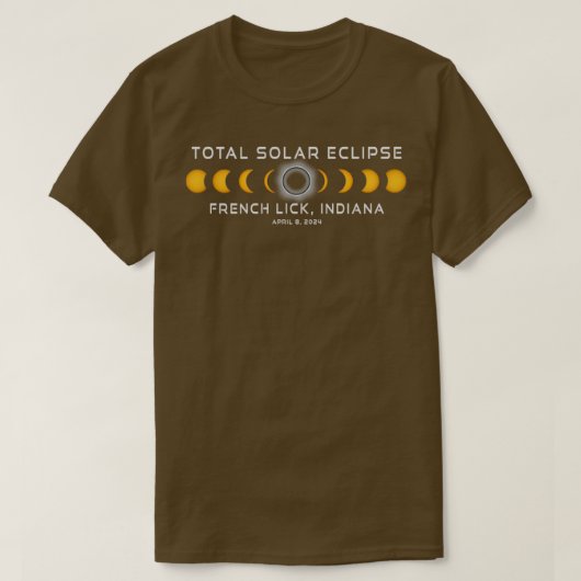 T-shirt Français Lick Indiana Solar Eclipse 2024 Avril 8 (Design devant)