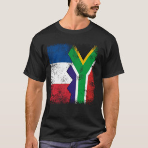 T-shirt France Afrique du Sud Drapeaux moitié Afrique du S