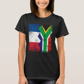 T-shirt France Afrique du Sud Drapeaux moitié Afrique du S