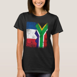 T-shirt France Afrique du Sud Drapeaux moitié sud-africain