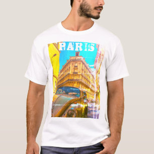 T-shirt France Architecture French Street Old Car Paris