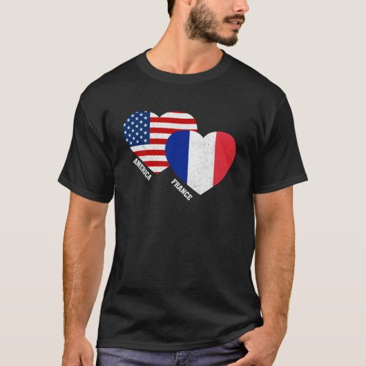 T-shirt France Chemise Drapeau French American Pride Vinta (Devant)