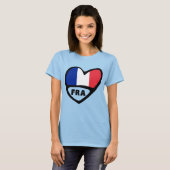 T-shirt France Code Pays Coeur Drapeau, FRA (Devant entier)