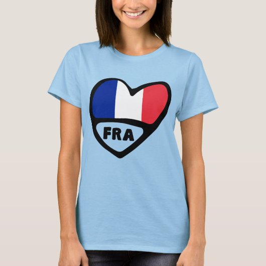 T-shirt France Code Pays Coeur Drapeau, FRA (Devant)