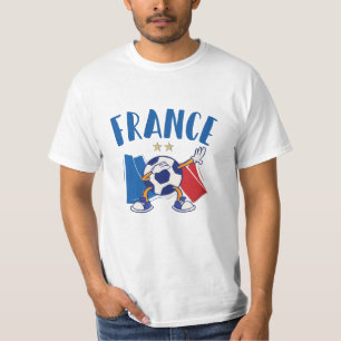 T-shirt France Dabbing Soccer Ball Drapeau 2 étoiles