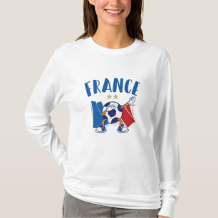 T-shirt France Dabbing Soccer Ball Drapeau 2 étoiles
