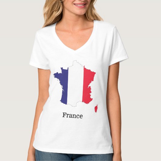 T-shirt France Drapeau de la carte Souvenir Design (Devant)