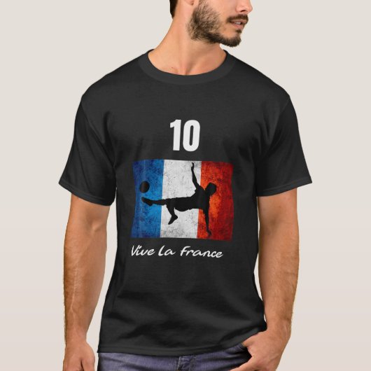 T-shirt France Drapeau Distressed Soccer Vive La France Me (Devant)