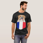 T-shirt France Flag Bulldog Dog In Pocket (Devant entier)