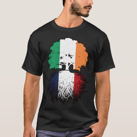 T-shirt France French Irish Ireland Tree Roots Flag (Devant)