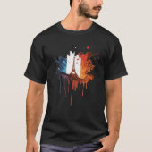 T-shirt France Paris Abstract Splatter French Flag Eiffel (Devant)