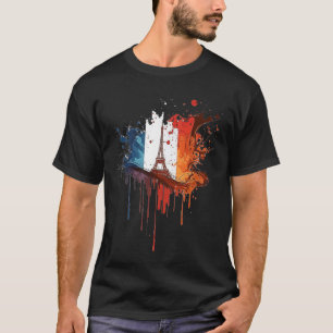 T-shirt France Paris Abstrait Splatter Drapeau français Ei