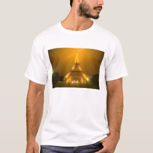 T-shirt France, Paris. Tour Eiffel illuminée à 3