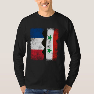 T-shirt France Syrie Drapeaux demi-Syrien Français Racines