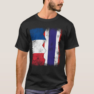 T-shirt France Thaïlande Drapeaux  Demi-Racines Thaïlandai