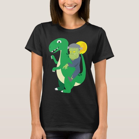 T-shirt Frankenstein Riding Rex Cool Dinosaur Halloween Co (Devant)