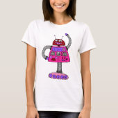 T-shirt Frankie Robot : Rose sur blanc (Devant)