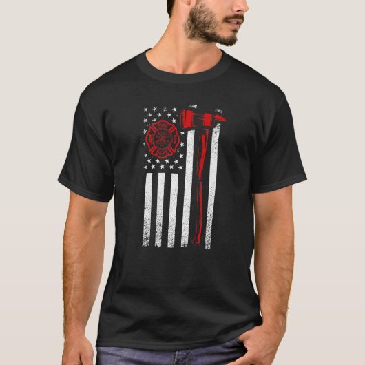 T-shirt Frapeau américain Ax Red Line (Devant)