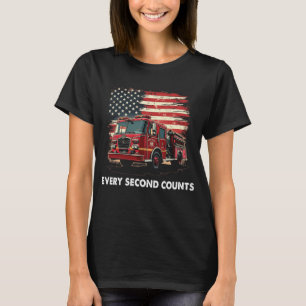 T-shirt Frapeau américain pompier léger ligne rouge pompie