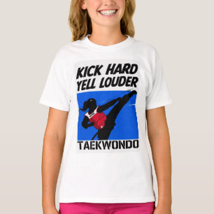 T-shirt Frappe Fort. Crie Plus Fort. Taekwondo. Féminin 