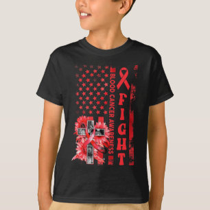 T-shirt Frappe USA Drapeau Tournesol Chrétien Cancer du Sa