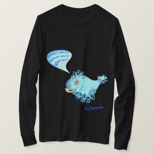 T-shirt frappée, bande dessinée, autocollant, qui suis-je, (Design devant)