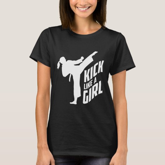 T-shirt Frapper comme une fille - fille de kickboxing kara (Devant)