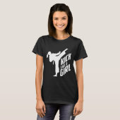T-shirt Frapper comme une fille - fille de kickboxing kara (Devant entier)