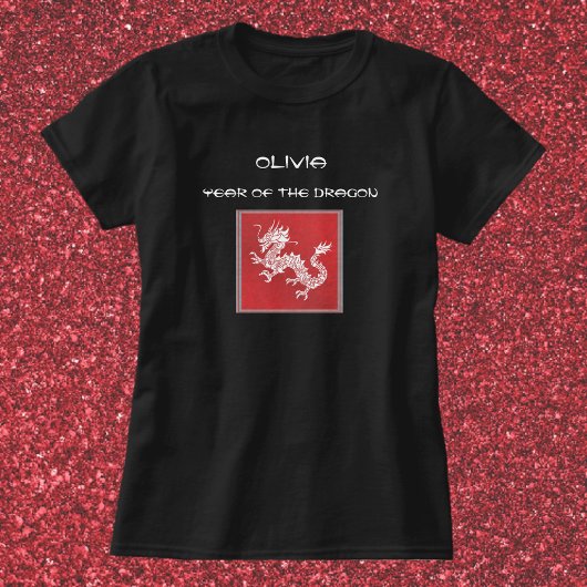 T-shirt Frapper l'année rouge et blanche du dragon
