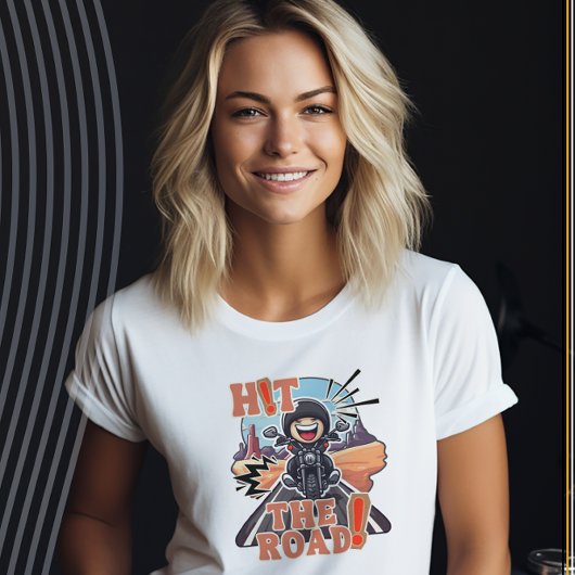 T-shirt Frappez la route ! Funny Road Trip Biker