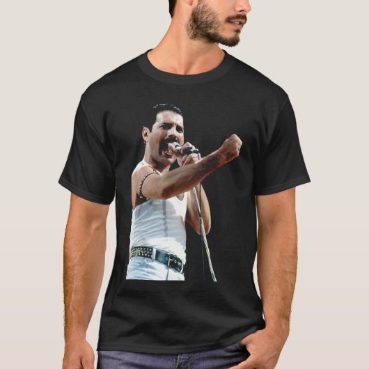 T-shirt Freddie Mercury Of Rock Group Queen At Live Aid 19 (Devant)
