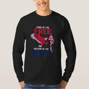 T-shirt Free And Brave Usa Patriotic American Outfit 4th O