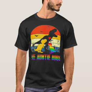 T-shirt Free Auntie Hugs Dinosaur Re Rainbow Vintage LGBT