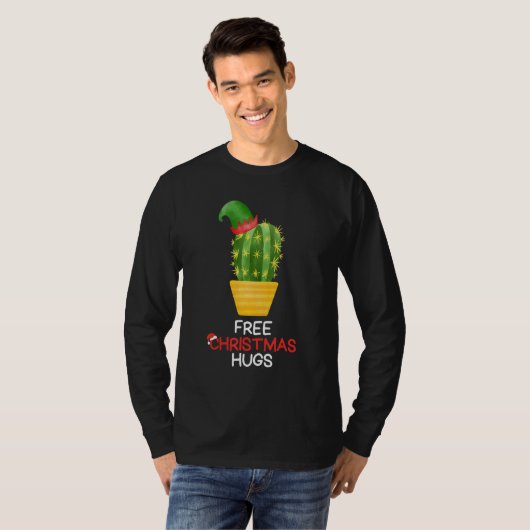 T-shirt Free Christmas Hugs Cactus (Devant entier)