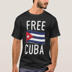 T-shirt Free Cuba Retro Cuba Drapeau