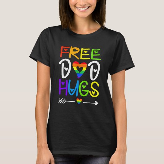 T-shirt Free Dad Hugs Pride Heart Rainbow LGBT Gay Pride D (Devant)