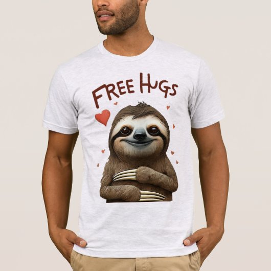 T-shirt Free Hugs cool Sloth Donner Gratuitement Hugs T-Sh (Devant)