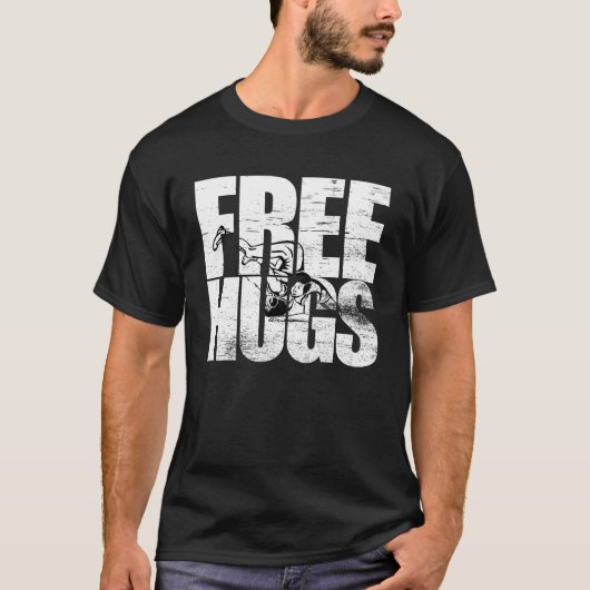 T-shirt Free Hugs Funny Lutte Plaisanterie Lutte Lutte Lut (Devant)