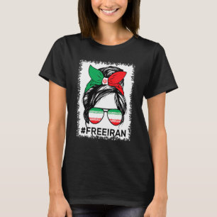 T-shirt Free Iran Women Life Freedom Bleached Messy Bun