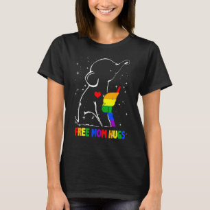 T-shirt Free Mom Hugs Cute Elephant Animal Rainbow Heart L