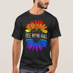 T-shirt Free Mom Hugs Daisy Rainbow Flower Hippie Gay Prid