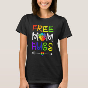 T-shirt Free Mom Hugs Daisy Rainbow Heart Lgbt Pride Mois