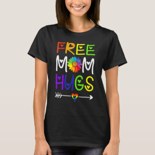 T-shirt Free Mom Hugs Daisy Rainbow Heart Lgbt Pride Mois