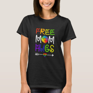 T-shirt Free Mom Hugs Daisy Rainbow Heart Lgbt Pride Mois