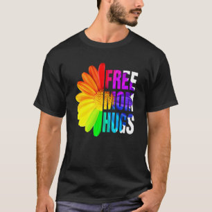 T-shirt Free Mom Hugs Gay pride Lgbt Daisy Rainbow Flower
